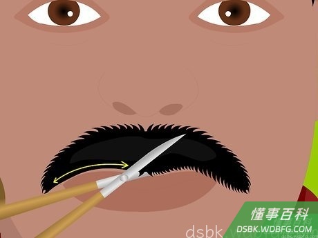 Step 5 沿着嘴唇的边缘修剪胡须。