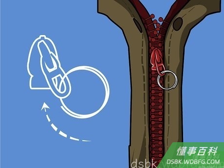 Step 1 在拉链拉环处放上钥匙环。