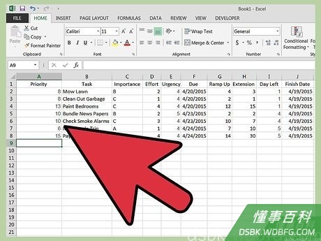 Step 11 将优先级、紧急程度和剩余日期公式复制到所在列的剩余单元格中。