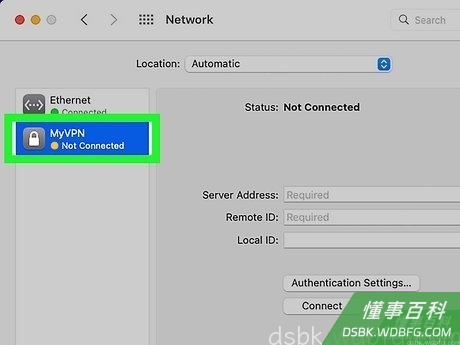 Step 4 返回“网络”屏幕,从左侧边栏的列表中选择你的新VPN连接。
