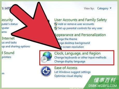 Step 3 选择“时钟、语言和区域”,并单击“区域和语言”。