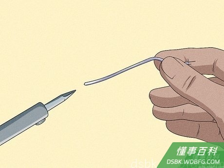 Step 5 加热烙铁，点一点焊锡线。