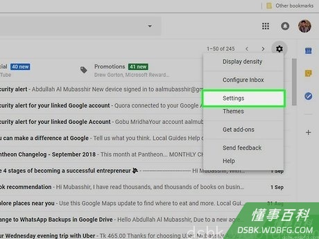 Step 2 打开Gmail的“设置”。