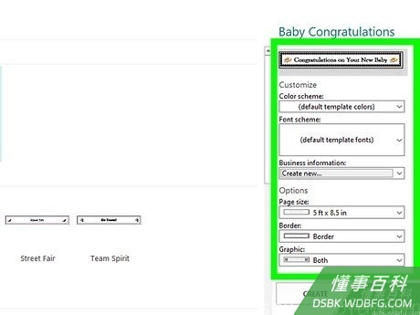 Step 2 按照Publisher向导提供的说明创建文档。