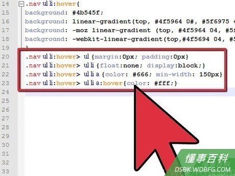 Step 4 使用样式表显示子菜单。