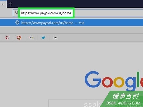 Step 1 在PayPal网站点击"注册"。