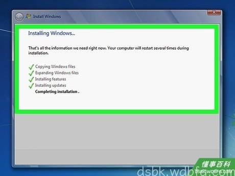 Step 8 等待Windows 7安装。
