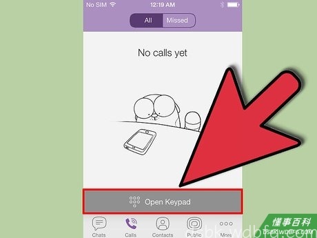 Step 2 选择键盘,然后手动输入一个Viber用户(你想要与其进行通话的用户)的手机号码。