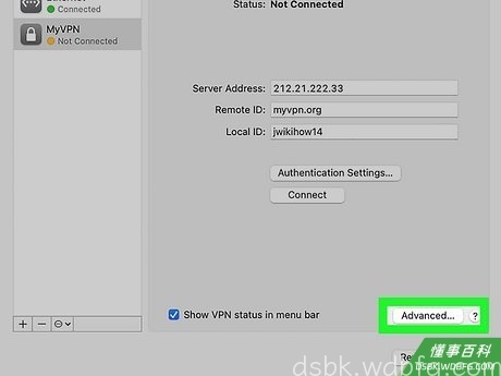 Step 7 点击“高级”按钮,确保选中“通过VPN 连接发送所有流量”旁的复选框。