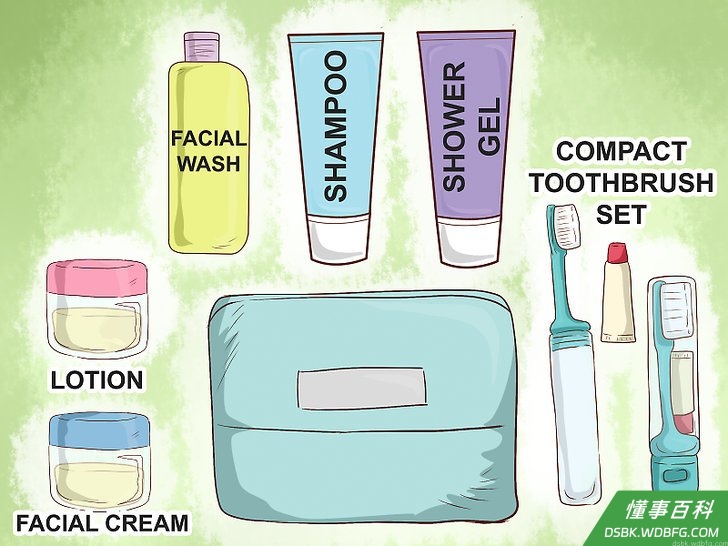 Step 1 打包旅行装的洗漱用品。
