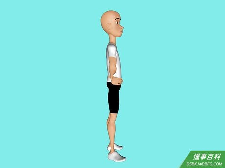 Step 3 在锻炼的过程中要挺胸收腹，双手叉腰。