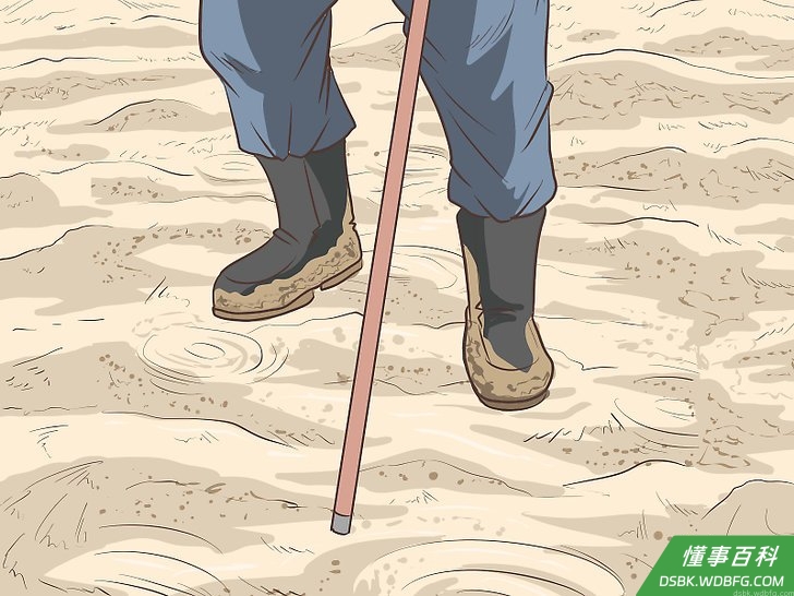 Step 3 用手杖测试面前的地面。