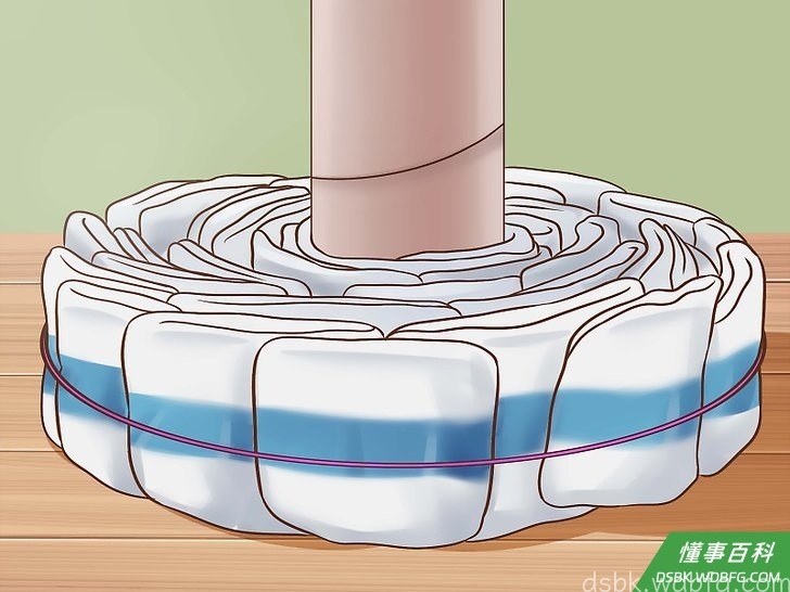 Step 4 在底层外侧用大橡皮筋套起来。