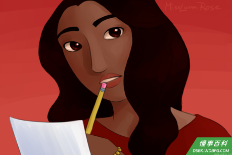 Woman Thinking about Writing Something.png