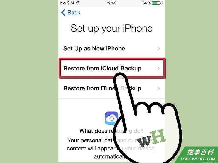 Step 5 当你的iPhone重新启动后,系统会提示输入你的AppleID,并从恢复之前的备份。