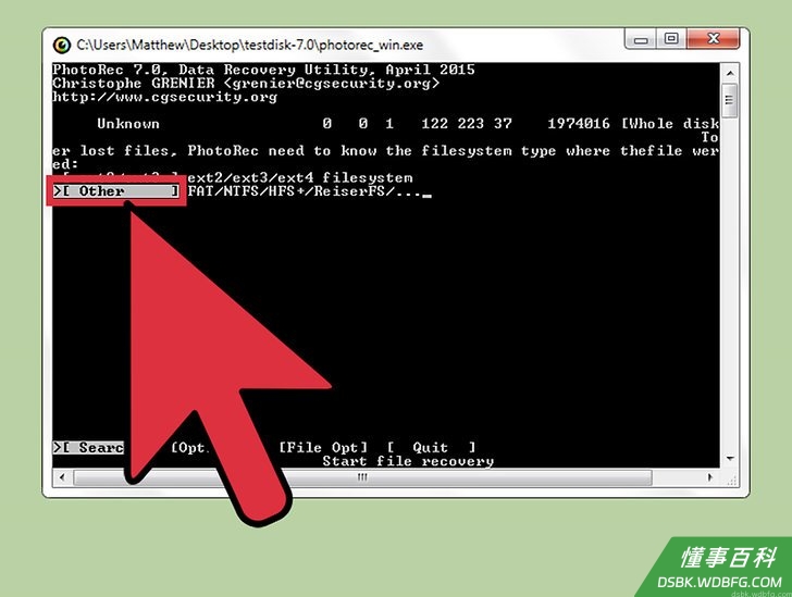 Step 11 选择文件系统类型“[Other]”，然后按Enter。