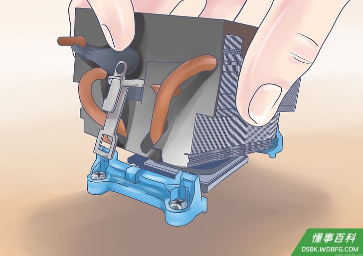 Step 2 将散热器装上处理器。