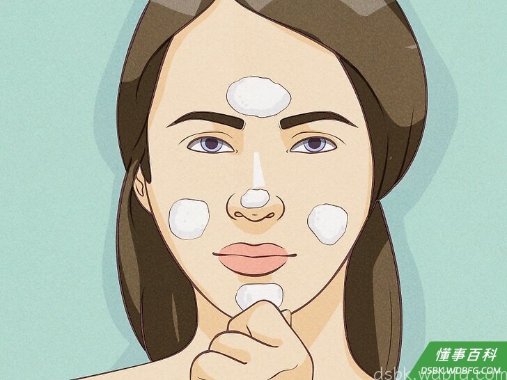 Step 3 在前额、鼻子、两颊及下巴上各点一点。