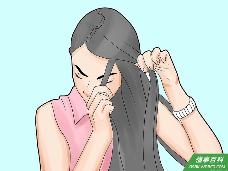 Step 3 将每股头发向右扭。