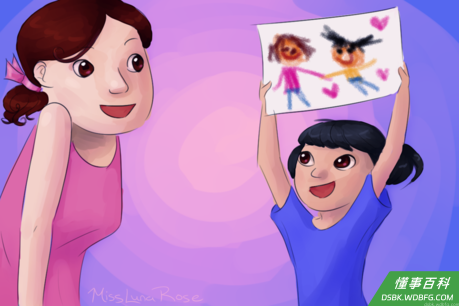 Girl Shows Drawing to Woman.png