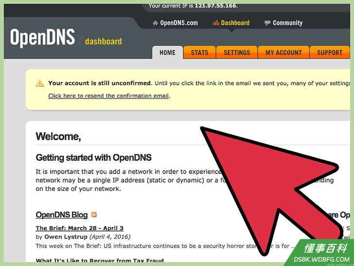 Step 8 登录OpenDNS控制面板。