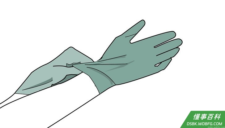 Step 2 带上橡胶手套。