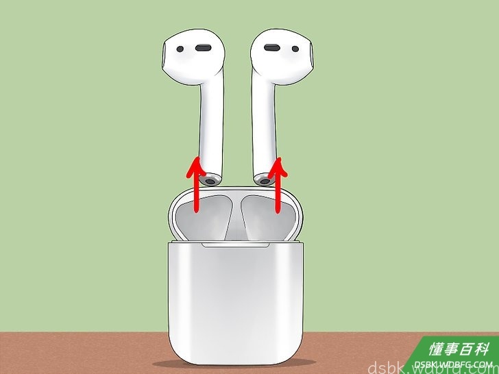Step 1 把AirPods从充电盒里拿出来。