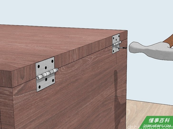 Step 7 把铰链盖装到盒子上。