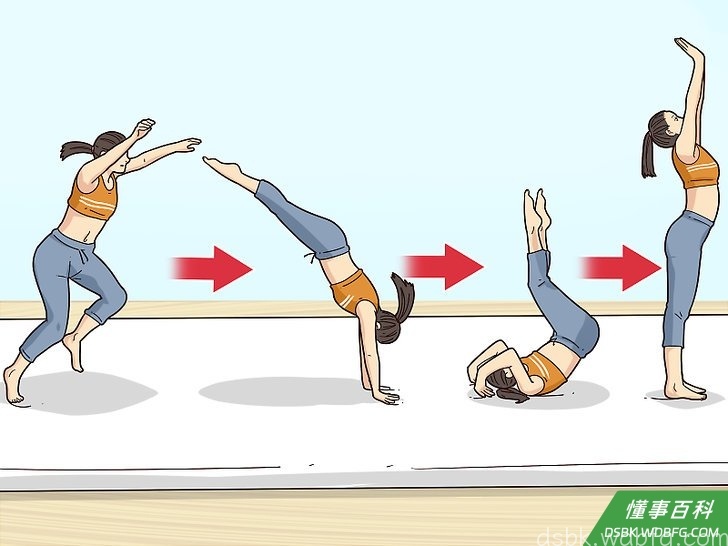 Step 6 掌握前滚翻后,尝试鱼跃滚翻。