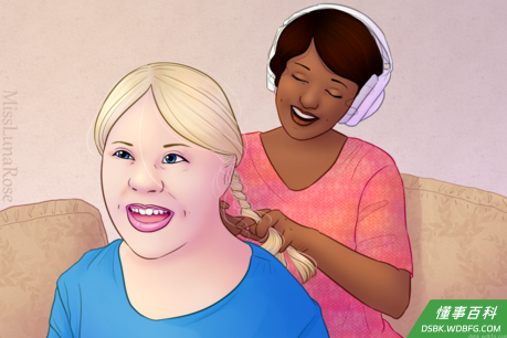 Girl Braids Hair of Friend with Down Syndrome.png