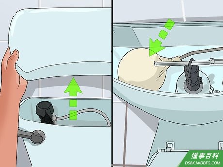 Step 1 打开水箱盖，找到水上面的浮子。