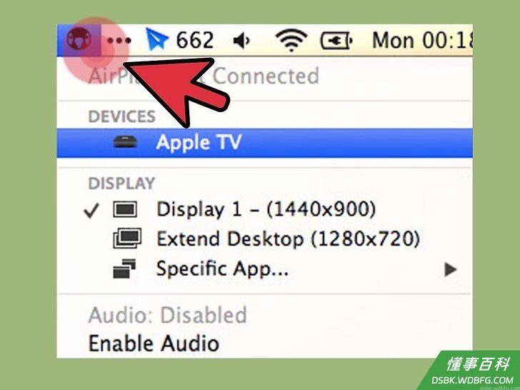 Step 4 打开名为“AirPlay 镜像”的下拉菜单中,这将会显示出网络中Airplay支持的设备。