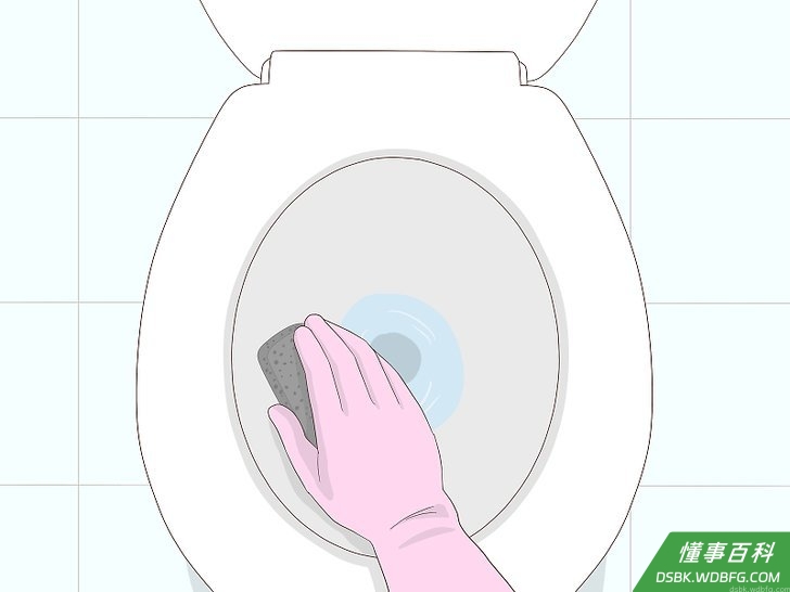 Step 3 用浮石清洁马桶。