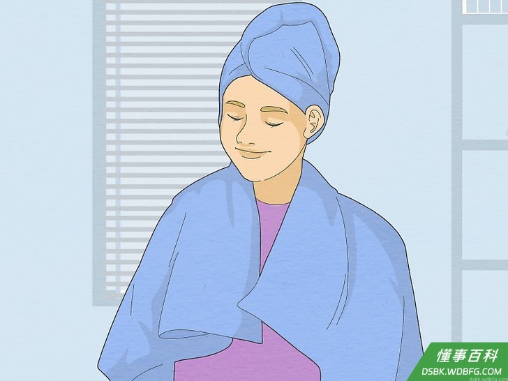 Step 5 用一条湿毛巾包住头部。