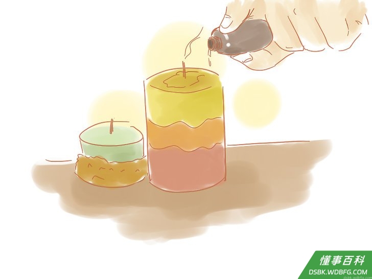 Step 3 将一些精油倒在烛蜡里。