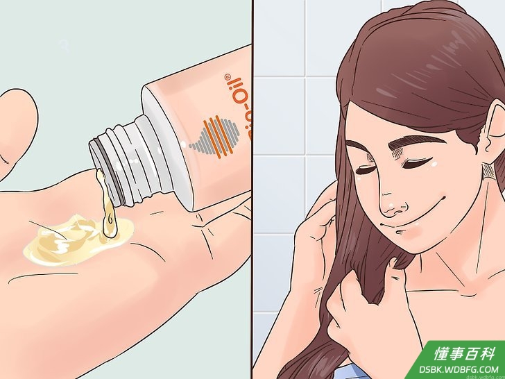 Step 4 用手指把几滴百洛油梳到头发中，滋润发梢。