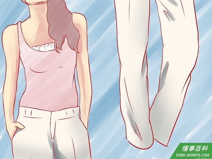 Step 4 蕾丝花边小背心搭配白色牛仔裤。