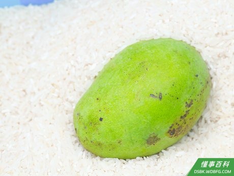 Step 2 将芒果埋在生的大米或者爆裂玉米粒里。