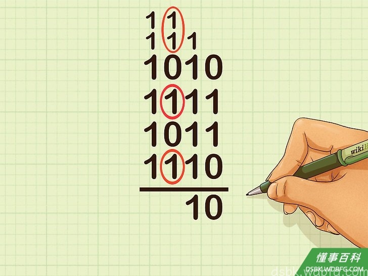 Step 5 将四位栏的1成对地圈出来。