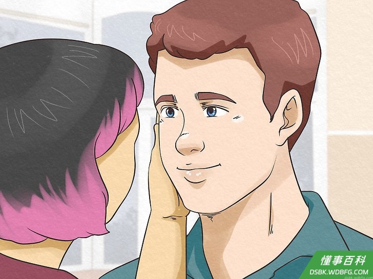 Step 2 抚摸他的脸。