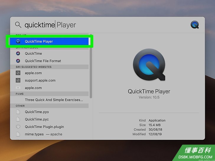 Step 8 点击QuickTime。
