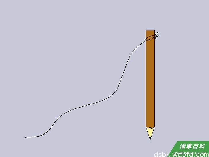 Step 4 在铅笔上系上一根线。