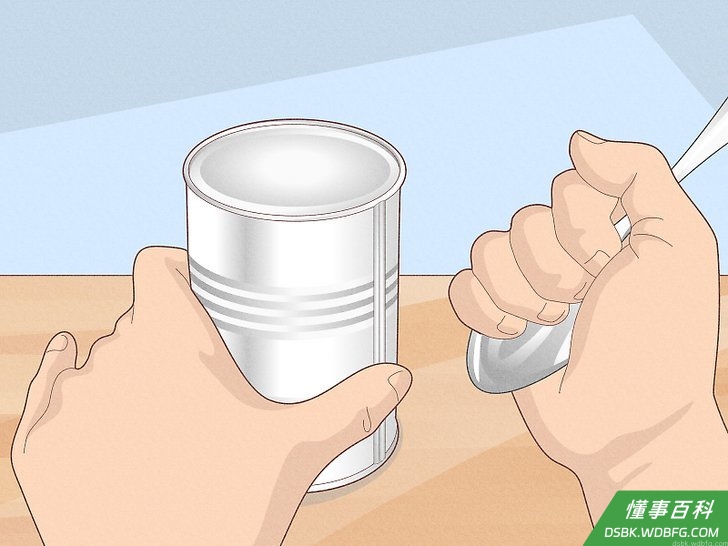 Step 1 把罐头放平稳。