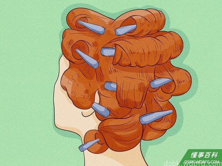 Step 3 把头上的每个发卷固定好。