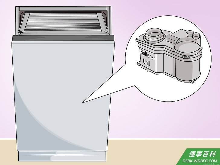 Step 1 只有带内置软水器的洗碗机才能加盐。