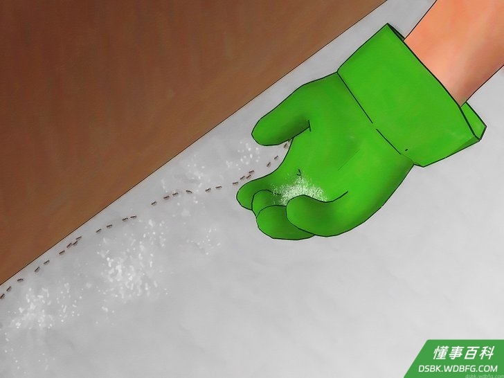 Step 4 在屋内撒硅藻土。