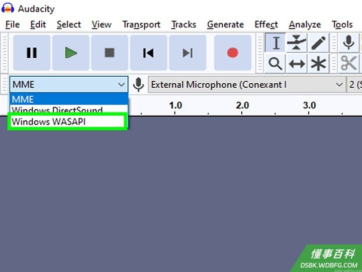 Step 6 在下拉框里点击 Windows WASAPI。