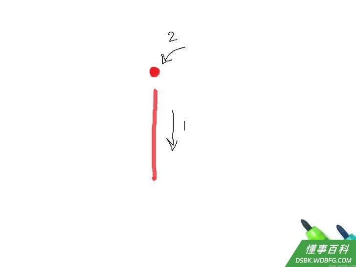 Step 9 字母i：画一条直线，然后在顶端画一个点。