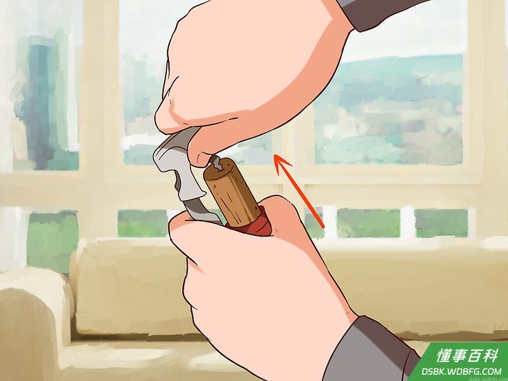 Step 4 拔出瓶塞,旋出酒刀。