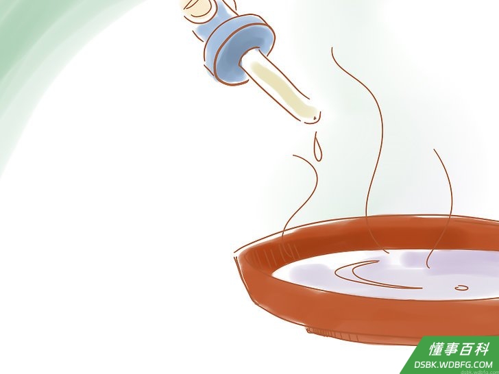 Step 4 将数滴精油放在水碗里。